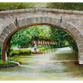 Painting titled "Canal du midi.jpg" by Tina Verpoorten, Original Artwork, Watercolor