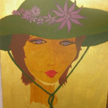 Peinture intitulée "La Dame au Chapeau…" par Tina M. De Montorge, Œuvre d'art originale, Huile