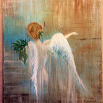 Painting titled "Angel wings" by Tina M. De Montorge, Original Artwork, Oil