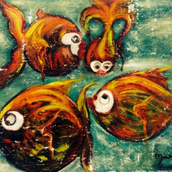 Painting titled "Aquarium 1" by Tina M. De Montorge, Original Artwork, Oil