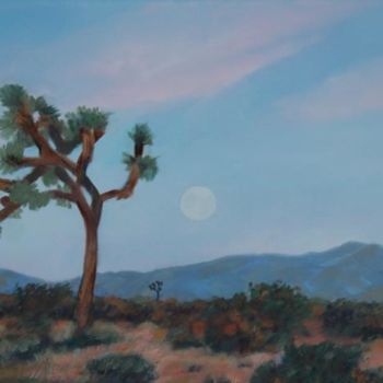 Painting titled "MOONSET WITH JOSHUA" by Tina Bluefield, Original Artwork, Oil