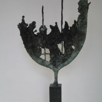 Sculpture titled "Green Bearer 2/8" by Tina Lintvelt, Original Artwork, Metals