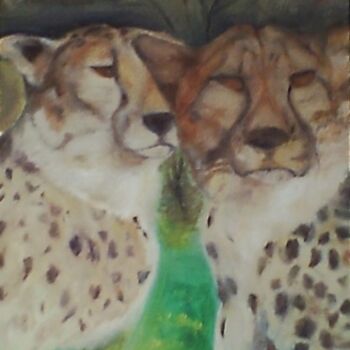 Painting titled "cheetahs.jpg" by Tina Hale, Original Artwork