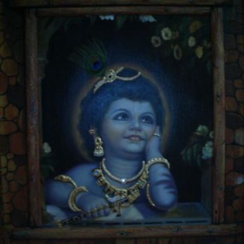 Painting titled "krisna" by Alka Sagar, Original Artwork