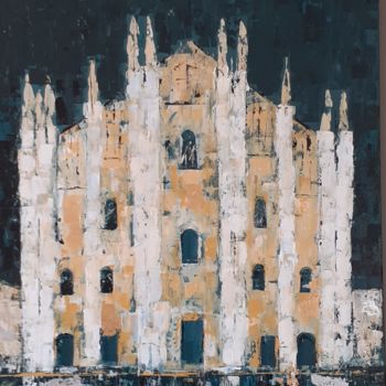 Peinture intitulée "Cathédrale de milan…" par Christine Faoro, Œuvre d'art originale, Acrylique