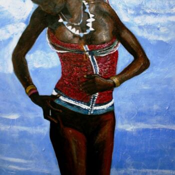Dinka-meisje (Soedan) in traditioneel corset