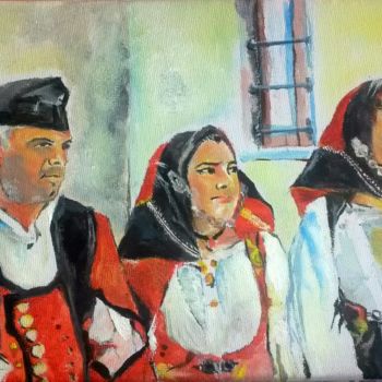 Pittura intitolato "Sardinian People" da Tino Cavagnoli, Opera d'arte originale, Acrilico