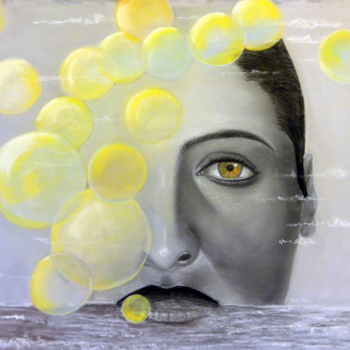 Pintura intitulada "L'oeil de la mer" por Tino Cintas, Obras de arte originais, Pastel