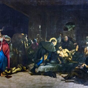 Painting titled "Saint Roch guérit l…" by Tintoretto, Original Artwork, Oil