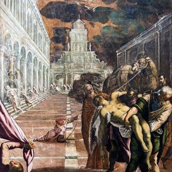 Malarstwo zatytułowany „Le transfert du cor…” autorstwa Tintoretto, Oryginalna praca, Olej