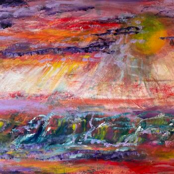Pintura titulada "Sunset in Zeeland" por Tiny De Bruin, Obra de arte original, Acrílico Montado en Bastidor de camilla de ma…