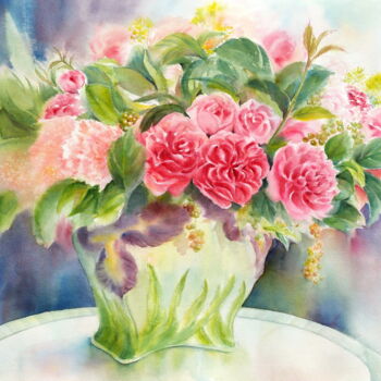 Pittura intitolato "Flower Dream - Le…" da Tiny Pochi, Opera d'arte originale, Acquarello
