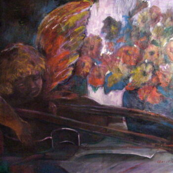 Painting titled "ANGEL OF THE VIOLIN…" by Tioravantino, Original Artwork