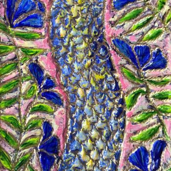 Malarstwo zatytułowany „Snake and blue flow…” autorstwa Tiphanie Canada, Oryginalna praca, Akryl