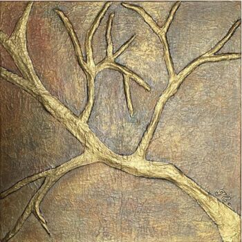 Painting titled "Gold Branch" by Tiphanie Canada, Original Artwork, Acrylic