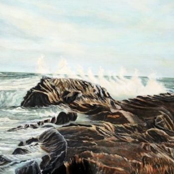 Painting titled "La côte sauvage" by Andrea C, Original Artwork, Oil