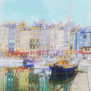 Pittura intitolato "Honfleur Normandie…" da Joost Hogervorst, Opera d'arte originale, Acquarello