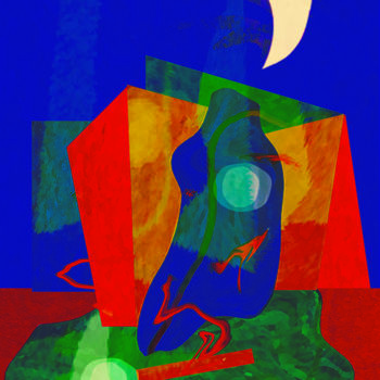 Schilderij getiteld "Moonlight figures" door Joost Hogervorst, Origineel Kunstwerk