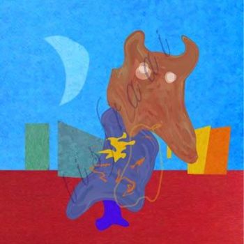 Картина под названием "Midnight wolf in co…" - Joost Hogervorst, Подлинное произведение искусства