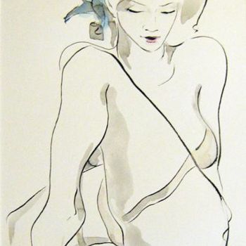 Disegno intitolato "desnudo femenino" da Aleks Tishyn, Opera d'arte originale