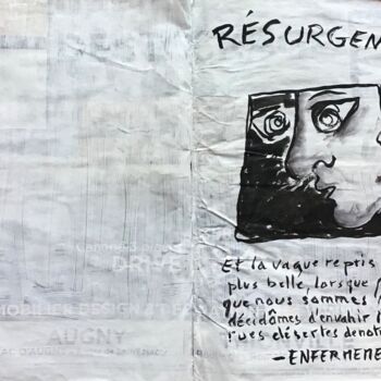 Dessin intitulée "Résurgence..." par Titi Montana, Œuvre d'art originale, Encre