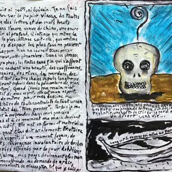 Disegno intitolato "Résurgence : Crâne…" da Titi Montana, Opera d'arte originale, Inchiostro