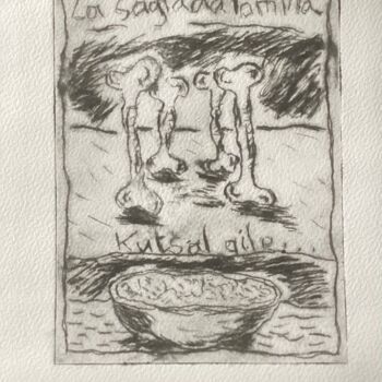 Gravures & estampes intitulée "Nos ossuaires éphém…" par Titi Montana, Œuvre d'art originale, Gravure
