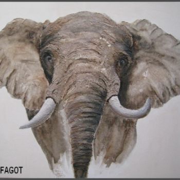 Malarstwo zatytułowany „ELEPHANT D'AFRIQUE” autorstwa Joelle Fagot, Oryginalna praca