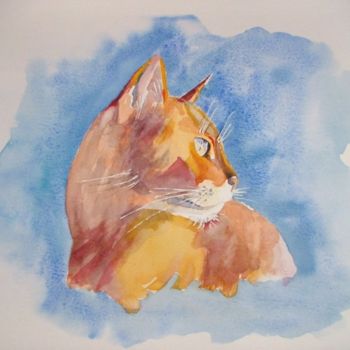 Peinture intitulée "Le chat roux" par Titi D'Avril, Œuvre d'art originale