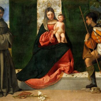 Pittura intitolato "La Vierge à l'Enfan…" da Titien, Opera d'arte originale, Olio