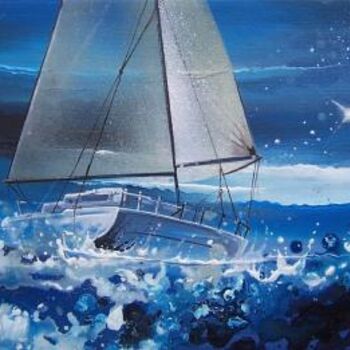 Schilderij getiteld "Marine BLUE" door Magic World, Origineel Kunstwerk