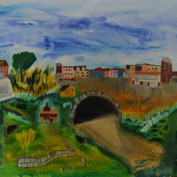 Painting titled "City ville" by Martine Villani, Original Artwork, Oil