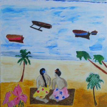 Peinture intitulée "Voyage en île" par Martine Villani, Œuvre d'art originale