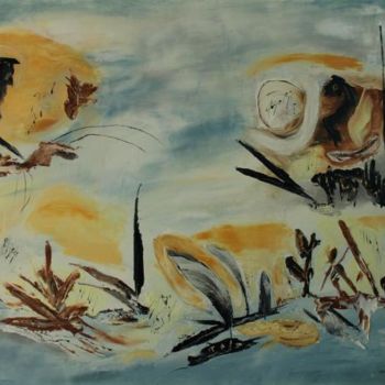 Malerei mit dem Titel "Au fil de l'eau" von Martine Villani, Original-Kunstwerk, Öl