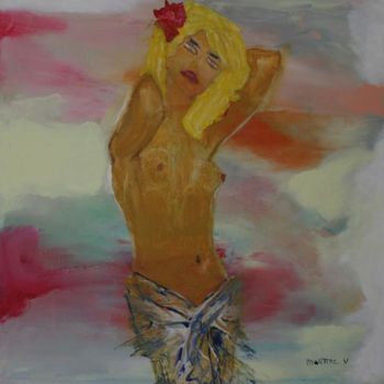 Pintura intitulada "Sous le soleil" por Martine Villani, Obras de arte originais, Óleo