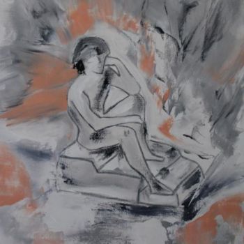 Pintura intitulada "Le penseur" por Martine Villani, Obras de arte originais, Óleo