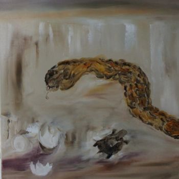Painting titled "Eclosion" by Martine Villani, Original Artwork, Oil