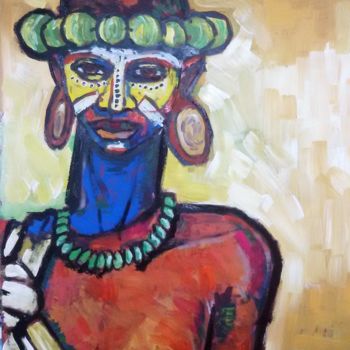 Painting titled "MUJER AFRICANA" by Titino Morzone, Original Artwork, Acrylic