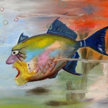 Schilderij getiteld "Malefic Fish" door Titi Paun, Origineel Kunstwerk