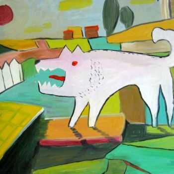 Painting titled "Naive Dog" by Titi Paun, Original Artwork