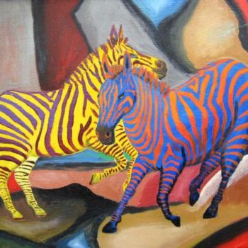 Painting titled "Zebras" by Titi Paun, Original Artwork