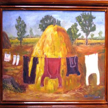 Painting titled "Rural landscape" by Titi Paun, Original Artwork, Oil