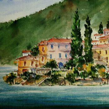 Peinture intitulée "Varenna (Lago di Co…" par Tito Fornasiero, Œuvre d'art originale, Aquarelle