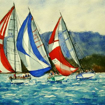 Pittura intitolato "Via col vento" da Tito Fornasiero, Opera d'arte originale, Acquarello