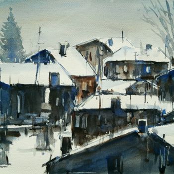 Painting titled "Inverno #32" by Tito Fornasiero, Original Artwork, Watercolor