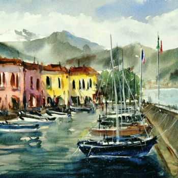 Malerei mit dem Titel "Menaggio (lago di C…" von Tito Fornasiero, Original-Kunstwerk, Aquarell