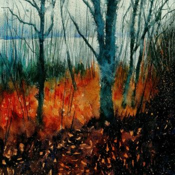 Pittura intitolato "Milano, parco delle…" da Tito Fornasiero, Opera d'arte originale, Acquarello
