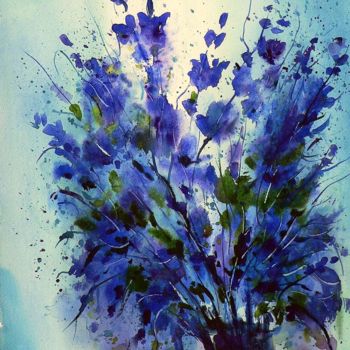 Картина под названием "Nel blu dipinto di…" - Tito Fornasiero, Подлинное произведение искусства, Акварель