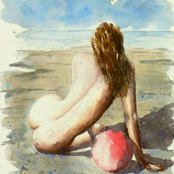 Schilderij getiteld "Nudo 10" door Tito Fornasiero, Origineel Kunstwerk, Aquarel