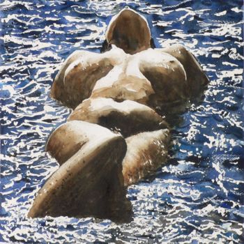 Painting titled "Nudo 9" by Tito Fornasiero, Original Artwork, Watercolor